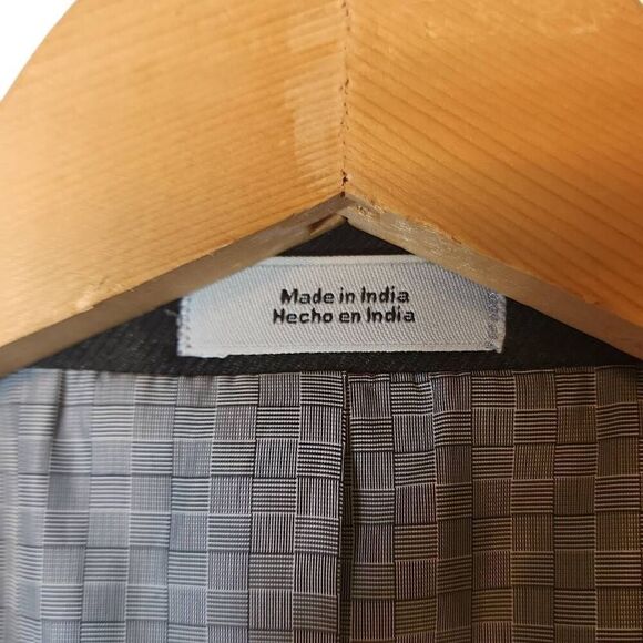 JF J. Ferrar Slim Fit Suit Jacket Sport Coat Gingham Pattern Dark‎ Gray/Blue Men - Picture 5 of 15